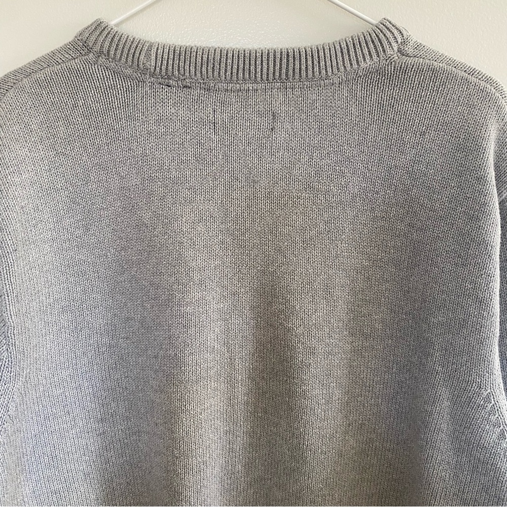 Chaps Gray Crewneck Sweater with American Flag Intarsia - Picture 6 of 7
